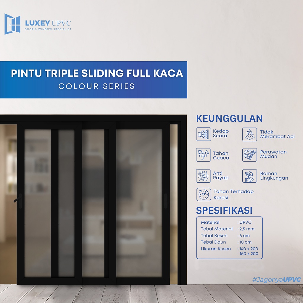 PINTU TRIPLE SLIDING DOOR UPVC BY LUXEY