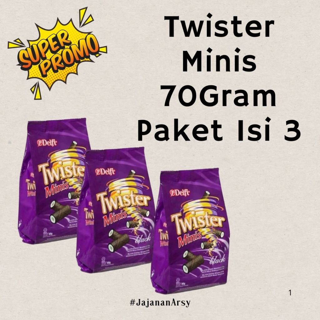 

Twister Minis Black 70 Gram Paket 1 Box Isi 3 / Twister Delfi Coklat