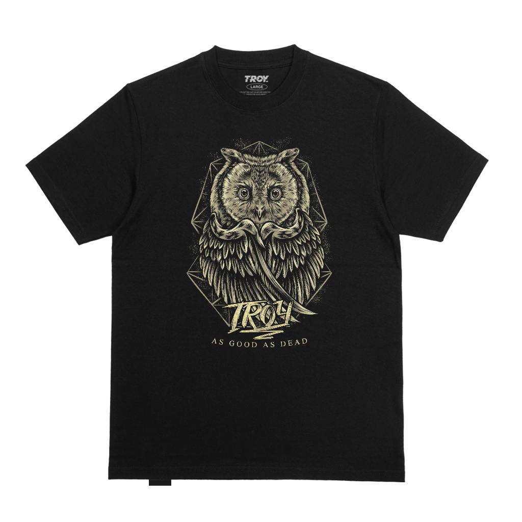 Troy Company Tshirt Black La Geometric Owl - Kaos Pria Lengan Pendek Hitam MT 2859