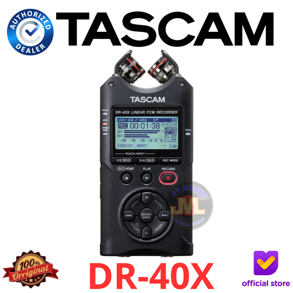 Tascam DR40X Portable Four-Track Digital Audio Recorder & USB Audio Interface Tascam DR-40X