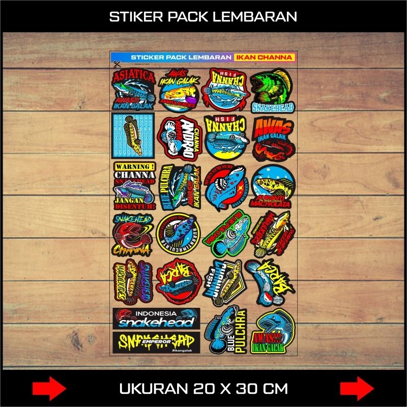 

STIKER IKAN CHANNA / Stiker Pack Lembaran ukuran 20 x 30 isi 20 pcs