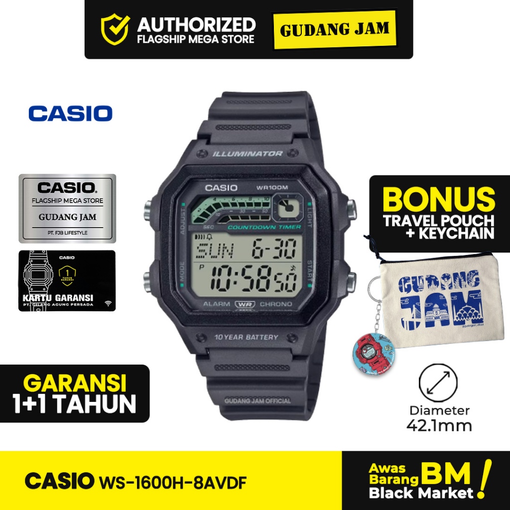 Jam Tangan Casio WS-1600H-8AVDF WS-1600H WS-1600 WS1600H WS 1600H