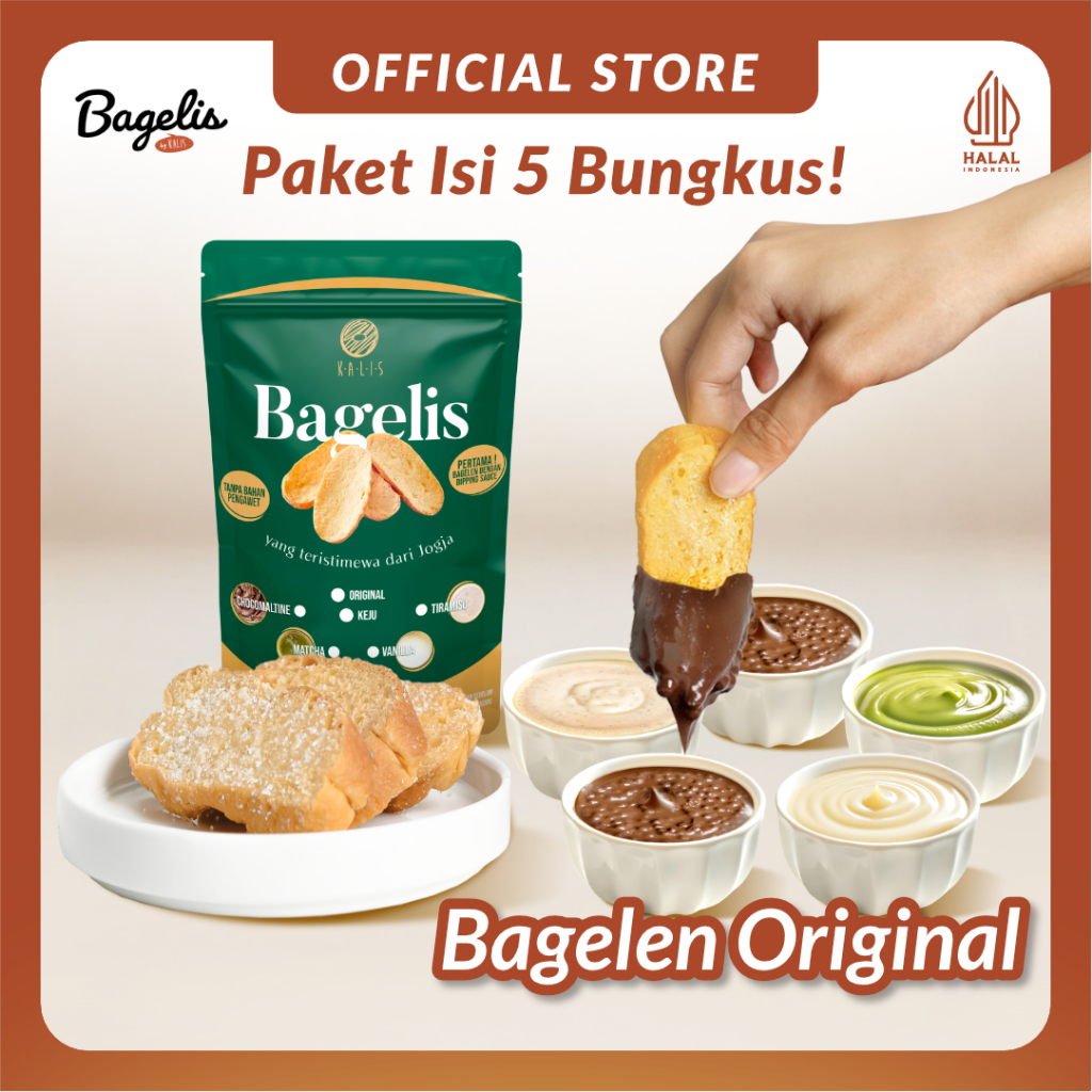 

Paket 5 Bagelis Original | Roti Kering Bagelen | Bagelan Cocol Chocomaltine Matcha Vanilla Tiramisu