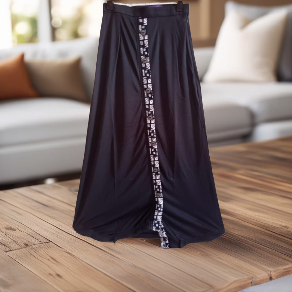ROK PANJANG MODEL A DAILY OUTFIT REMAJA WANITA JERSEY RABBANI ELF HITAM