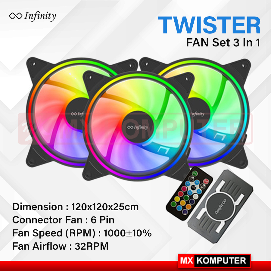 INFINITY FAN SET TWISTER RGB 3 x Fan RGB, Controller remote