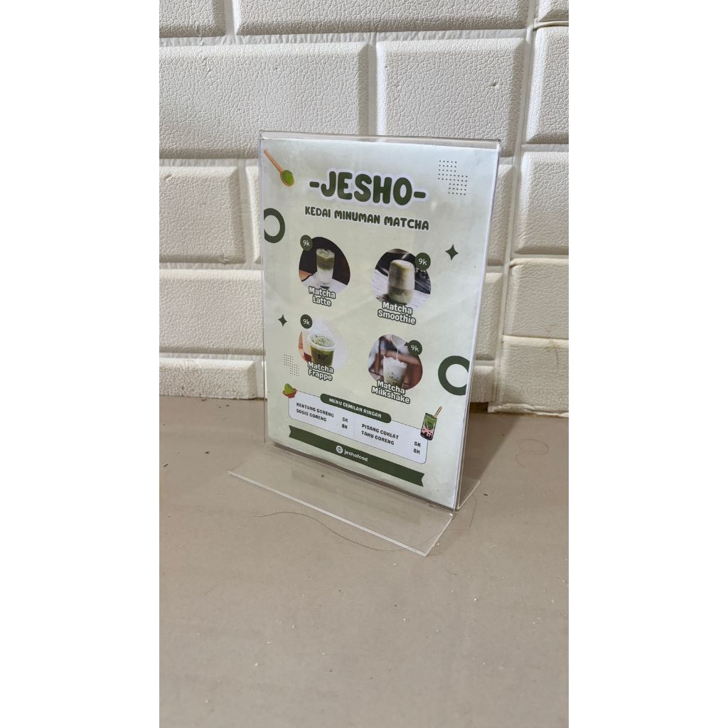 

Stand A5 tipe T display kertas brosur, kertas Qris, Kertas daftar menu