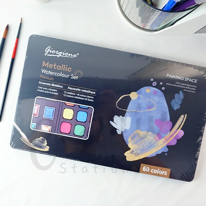 

Giorgione Premium Basic & Metallic Watercolor Set Cat Air Padat 60 Warna G-ZG60