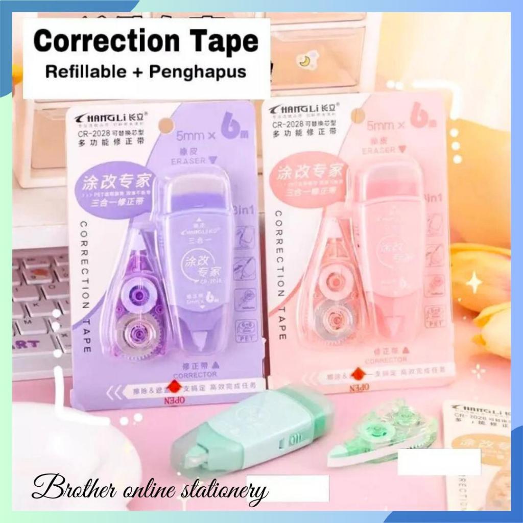 

BOS Correction Tape+Refill/Tipex Roll / Tipex Kertas/Pita Koreksi/Tipx