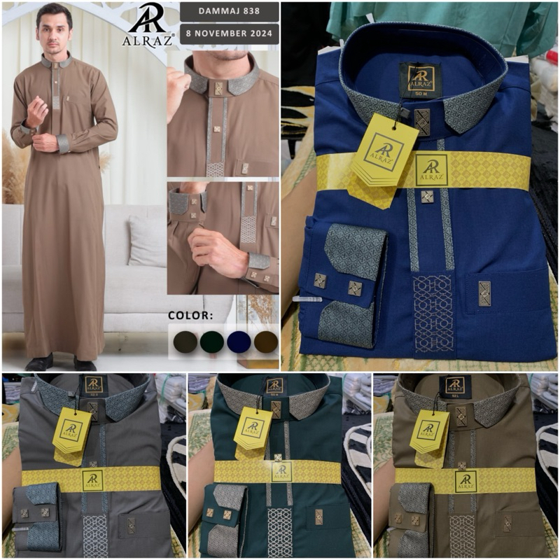 ALRAZ Gamis Dewasa Jubah Alraz Cotton Premium Lengan Panjang Manset Kerah Zipper ~ Busana Muslim Gam