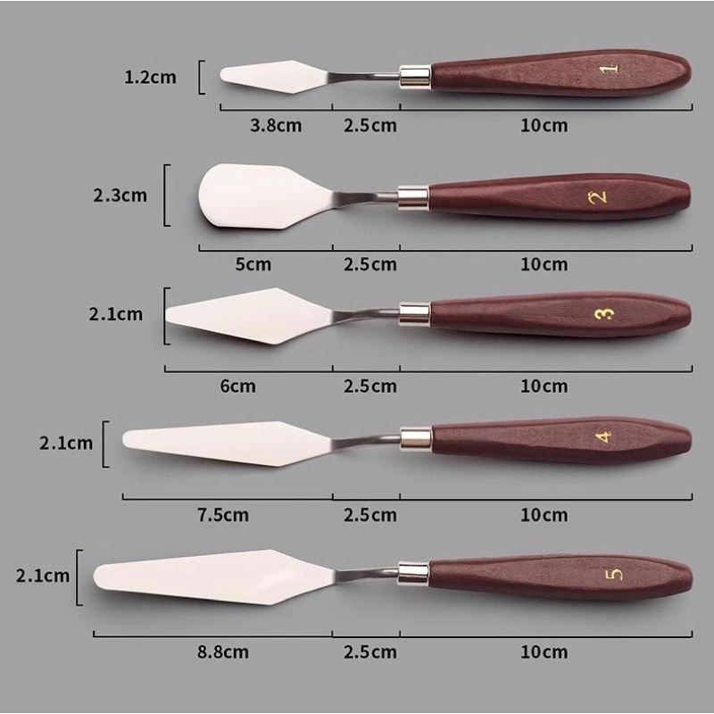 

HJK Palette Knife Spatula Lukis 5pcs Pisau Palet Untuk Dekorasi Kue Lukis Painting Palete Pallete