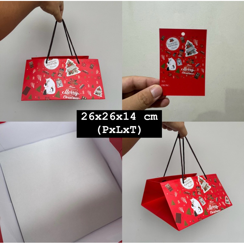 

Paperbag Natal uk. 26x26x14 cm Red Christmas + Tag (Harga untuk 5 pcs paperbag)