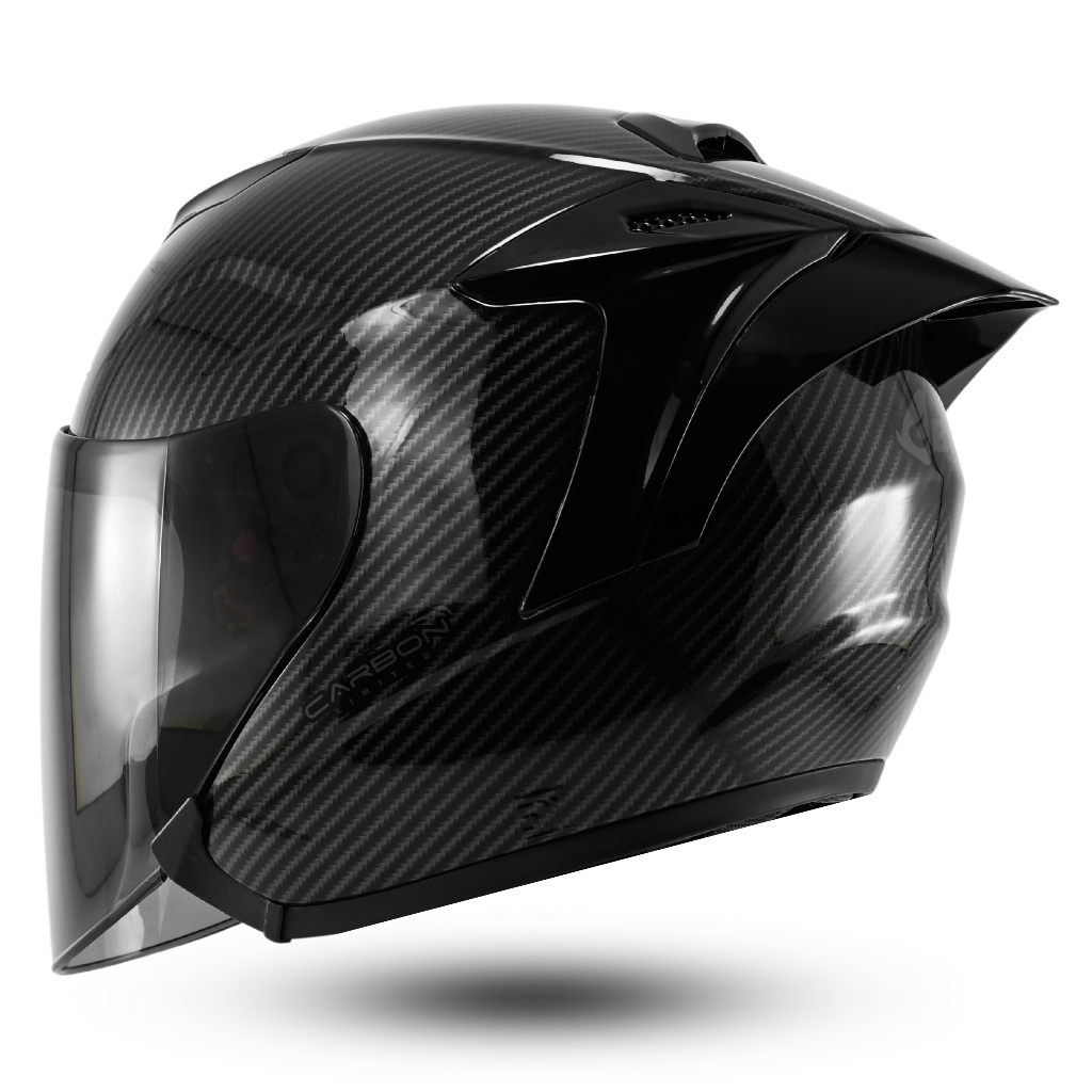 Helm Bipplast Half Face Motif Carbon Helem Half Face Cowok SNI