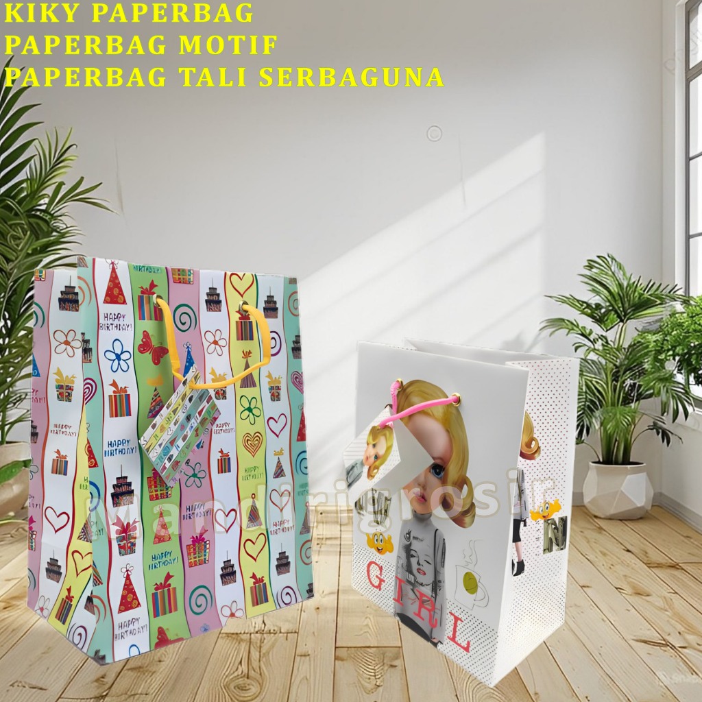 

Paper Bag B Motif * Kiky * Paper Bag Tali Serbaguna * Uk.230x180x100mm