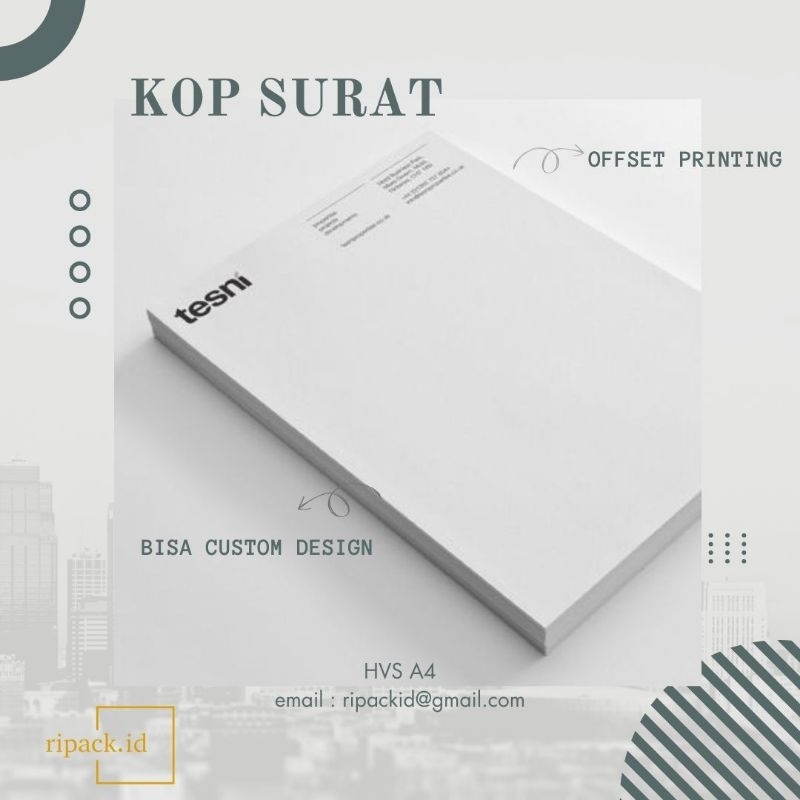 Cetak Kop Surat HVS A4 | 3 Warna | 80 GR