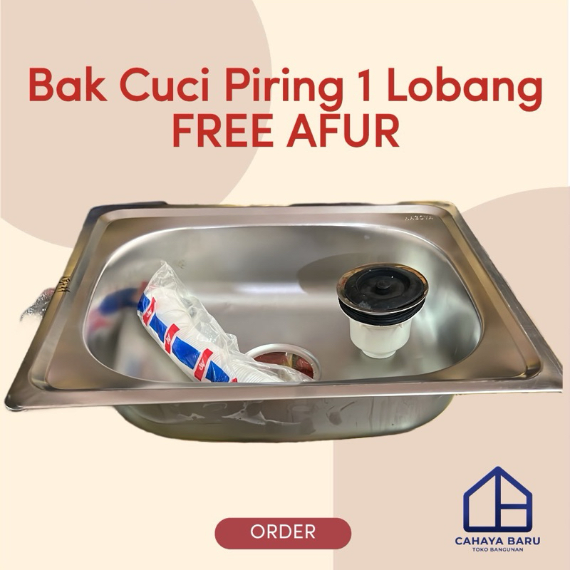 Bak Cuci Piring 1 Lobang Stainless Free Afur Kitchen Sink Wastafel Cuci Piring 1 Lobang
