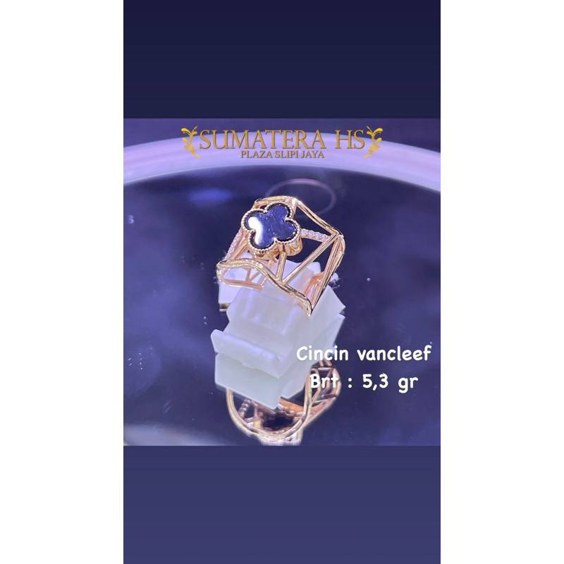 Cincin Italy Vancleef emas 750% 17k/18k/22k