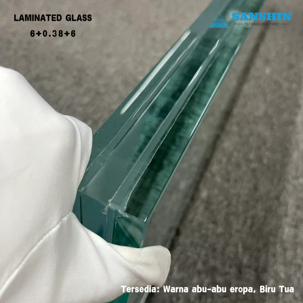KACA LAMINASI  6+0.38+6MM GEMA Rp 68/cm², BISA ASAHI
