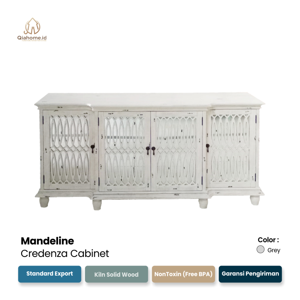 Qiahome.id Madeline Cradenza  Cabinet Kayu  Bufet TV   Lemari Kayu Kaca  Lemari TV Kayu   Buffet Kay