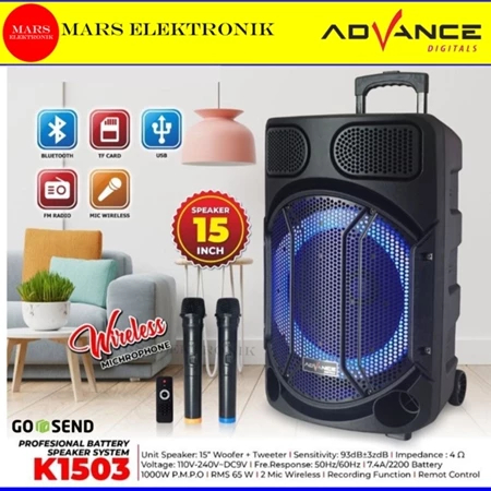 ADVANCE SPEAKER K-1503 - SPEAKER PORTABLE BLUETOOTH ADVANCE K1503 - SPEAKER MEETING - READY