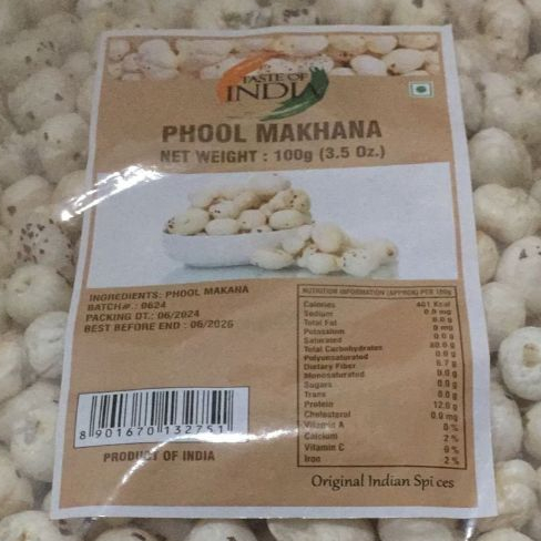 

PHOOL MAKHANA (LOTUS SEES) TASTE OF INDIA 100G / Biji Teratai