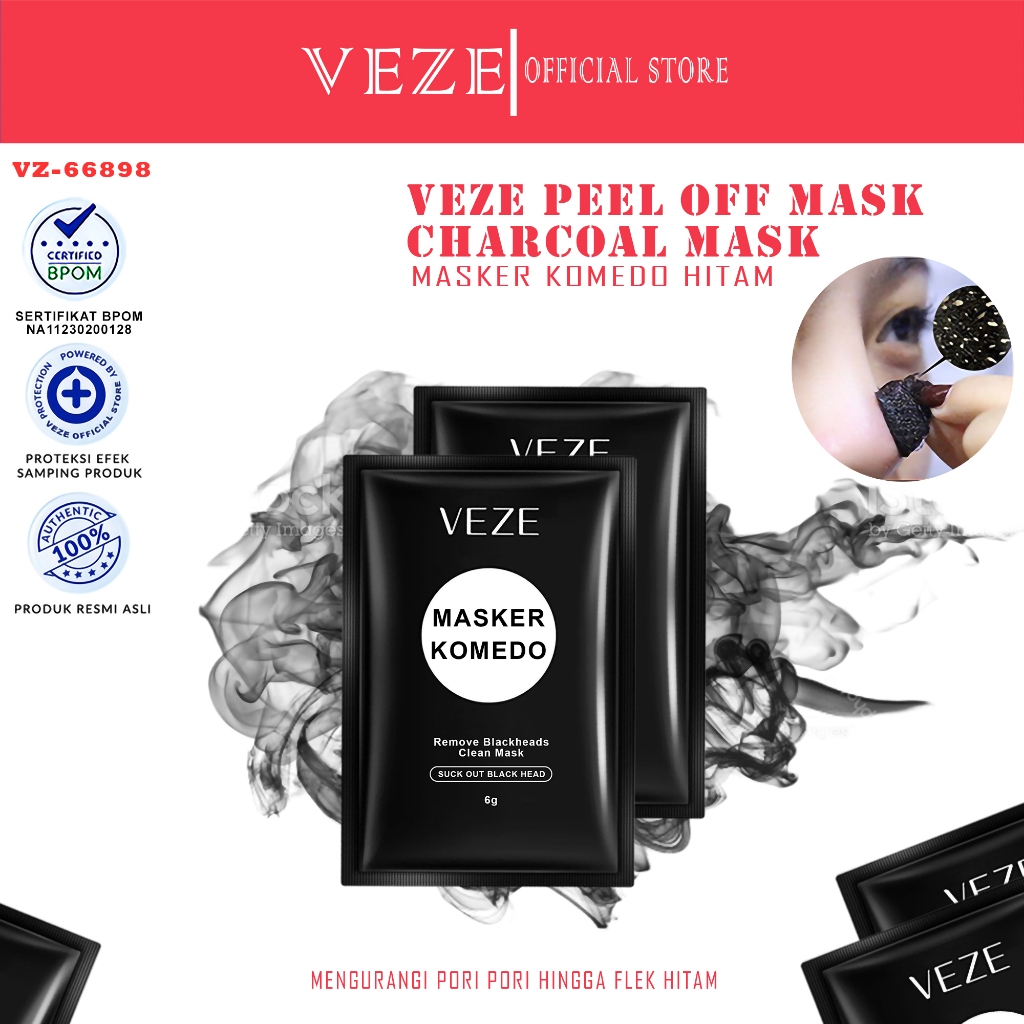 [BPOM] - Veze Blackhead Removal clean activated charcoal mask masker hitam komedo -VZ66898