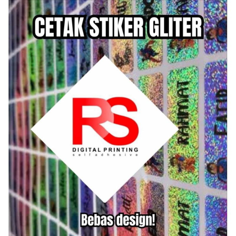 

CETAK STIKER GLITTER HOLOGRAM / A3+ /stiker pecah beling