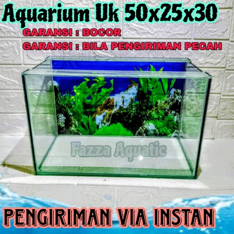 Aquarium kaca ukuran 50x25x30 Akuarium Begron Tebal Kaca 5ml