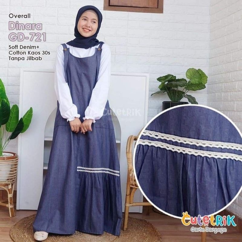 (4-8 Tahun) Set Overall Denim & Inner ♡ Baju Anak Perempuan Cutetrik Overall Dinara GD-721