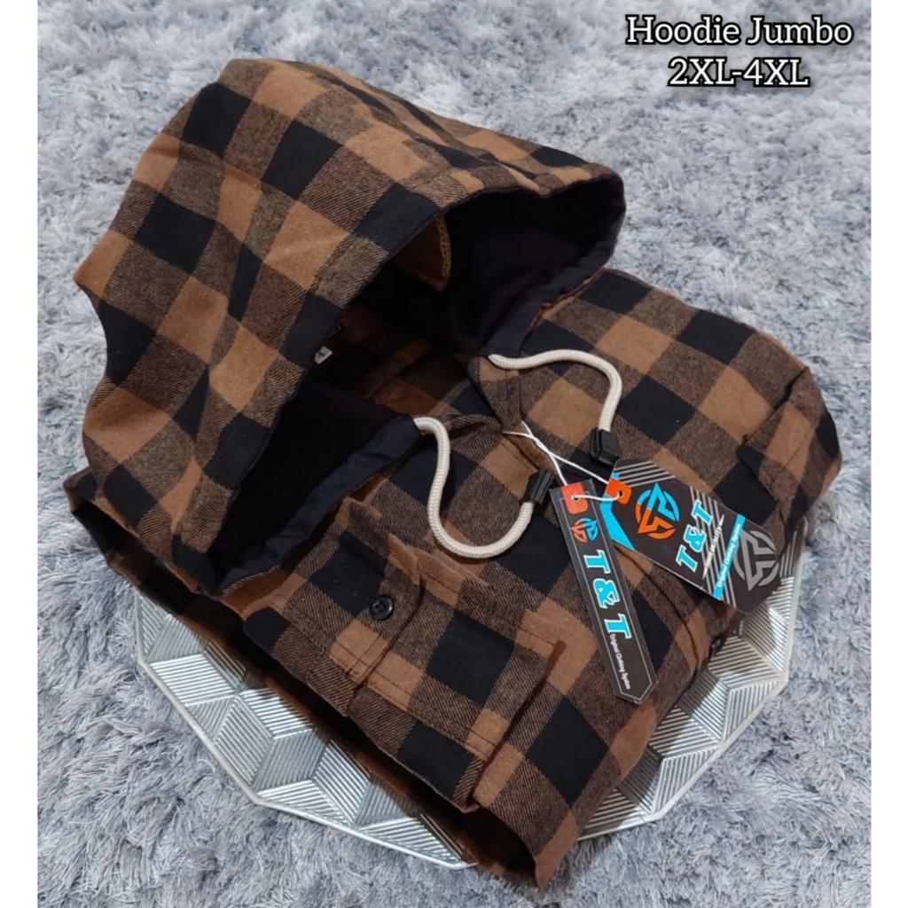 PROMO  Kemeja Flanel Hoodie Pria Lengan Panjang / Kemeja Hoodie Kotak Kotak Pria Dewasa / Baju Kemej