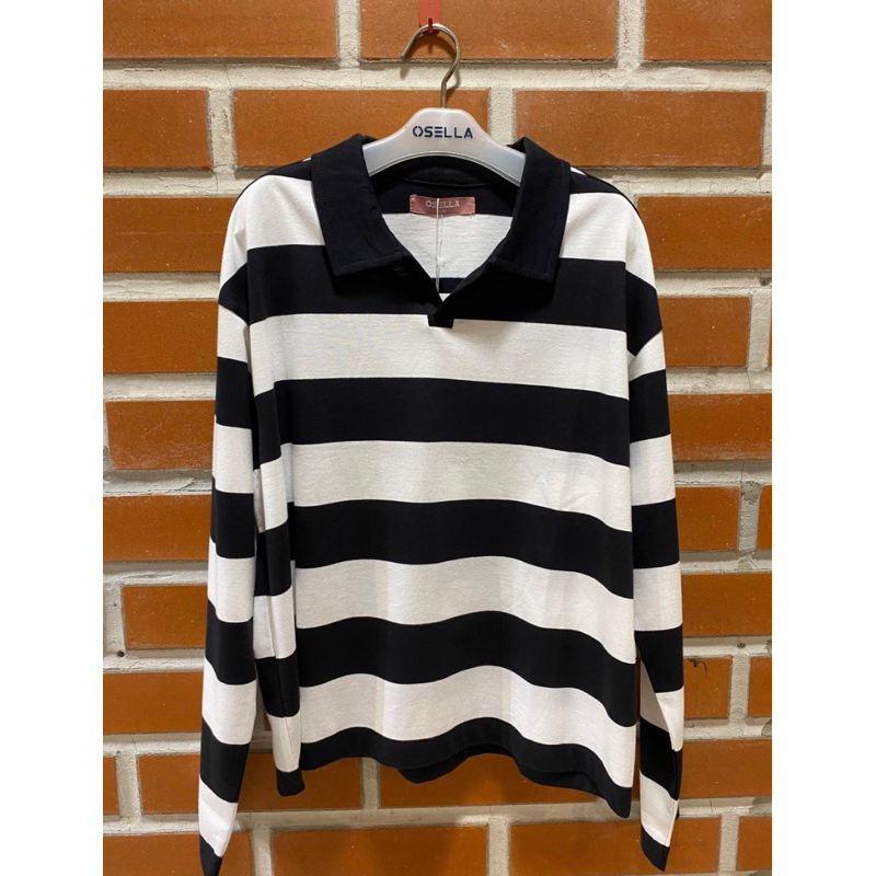 [NEW] Osella Striped Polo Neck Long Sleeve T-shirt  21774001 | Kaos Lengan Panjang Wanita