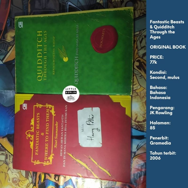 ORIGINAL Paket Novel Harry Potter FANTASTIC BEASTS AND WHERE TO FIND THEM & QUIDDITCH THROUGH THE AG