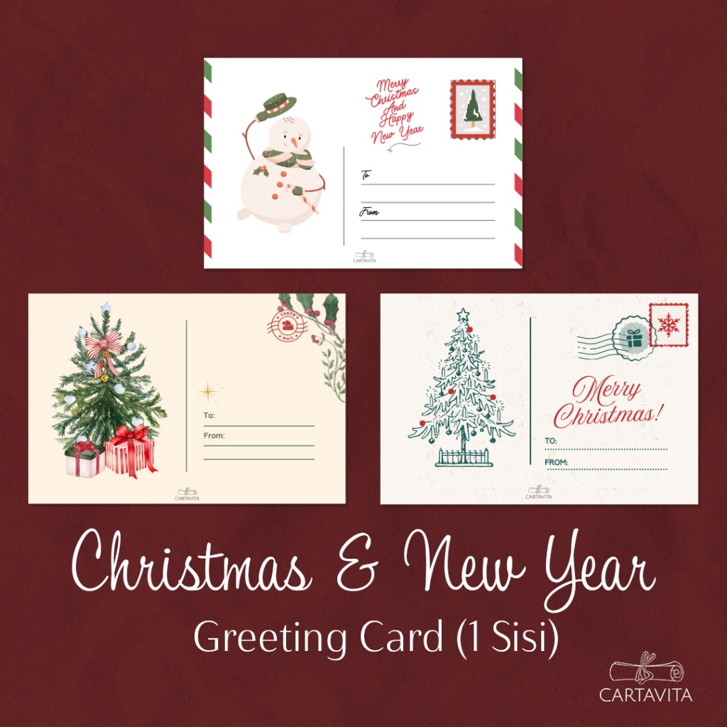 

GREETING CARD Christmas PREMIUM TEBAL BAHAN LINEN Kartu Ucapan Natal dan Tahun Baru 1 sisi