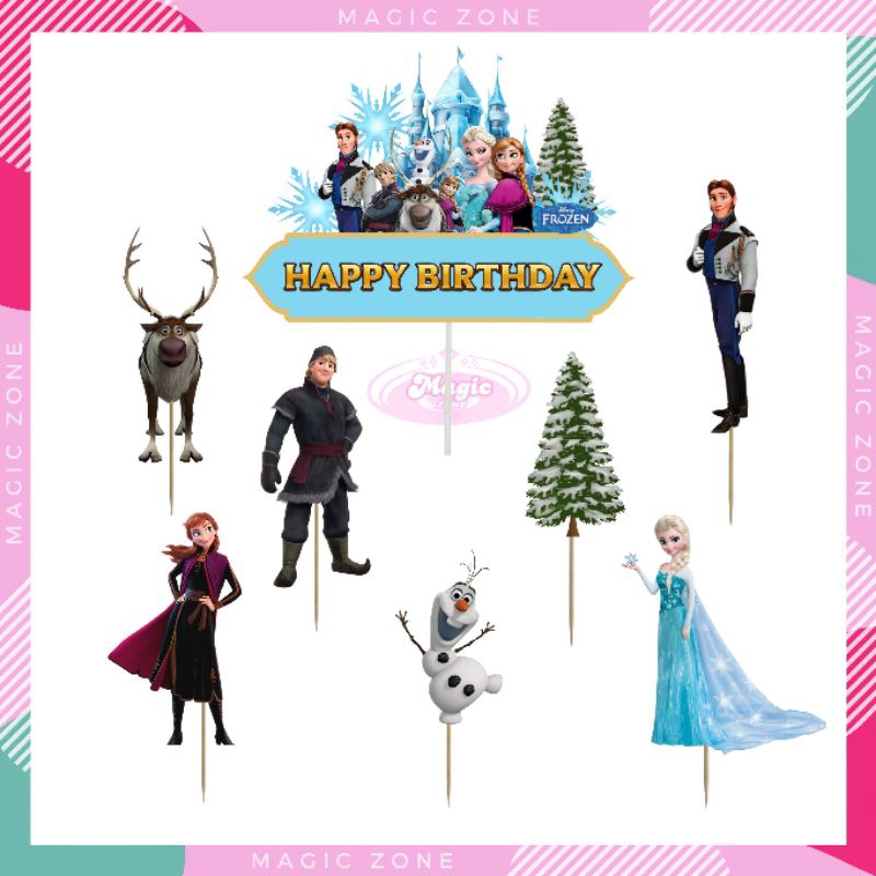 Topper Cake/Topper Kue Ulang Tahun/Topper Cake Karakter/Topper Happy Birthday/Frozen/Barbie