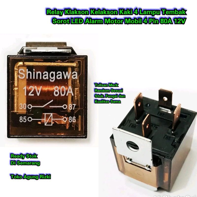 Relay Klakson Kelakson Kaki 4 Rilay Rilai  Lampu Tembak Sorot LED Alarm Motor Mobil 4 Pin 80A 12V Tu