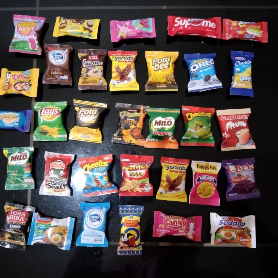 Magnet Kulkas Snack 3D / Tempelan Hiasan Lemari Es Kulkas Miniatur Souvenir Jajanan Makanan