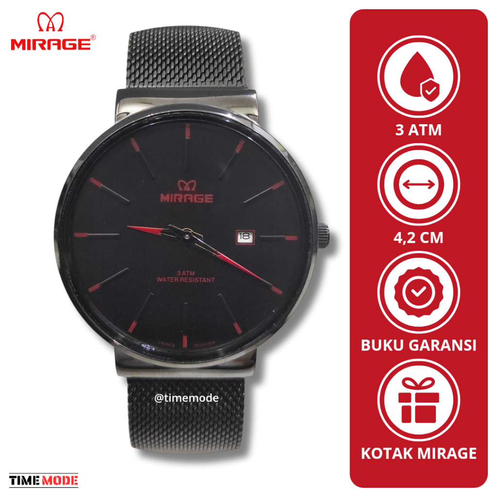 MIRAGE Jam Tangan Pria Mirage Original 8624 BRP M Tanggal Analog