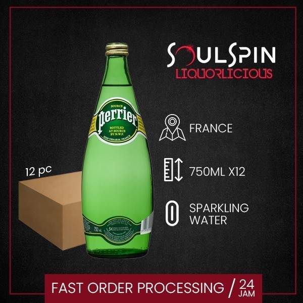 

Perrier Original Sparkling Mineral Water 750ml [ dus isi 12 botol ] Khusus JNE Trucking+Packing Kayu