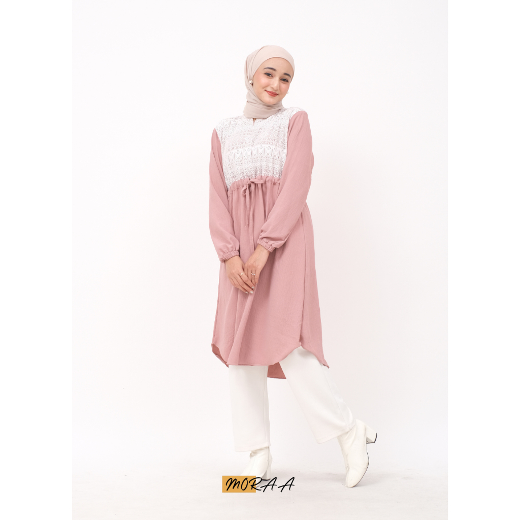 MORAA - Tunik Crinkle - Tunik Oversize - Atasan Tunik - Blouse Crinkle