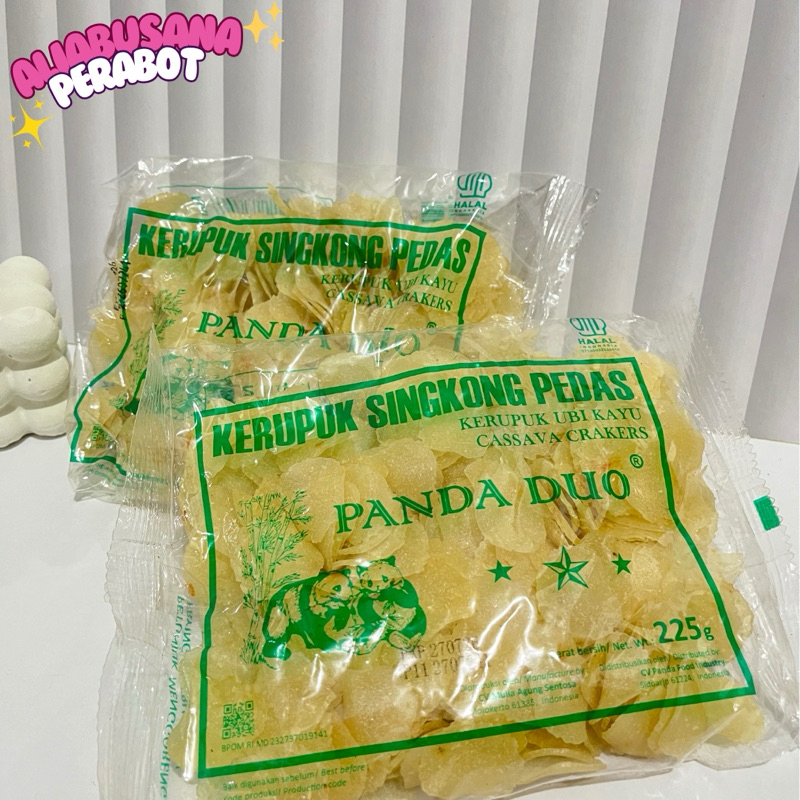 

KERUPUK SINGKONG PEDAS PANDA DUO / KERUPUK UBI KAYU CASSAVA CRAKERS 225GR