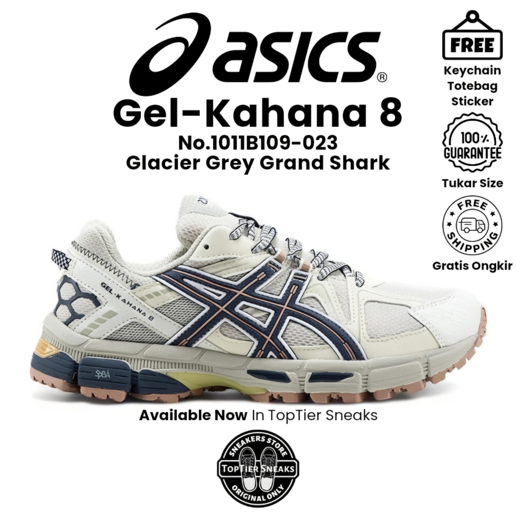 Sepatu Trail Run Running Asics Gel Kahana 8 Glacier Grey Grand Shark Original