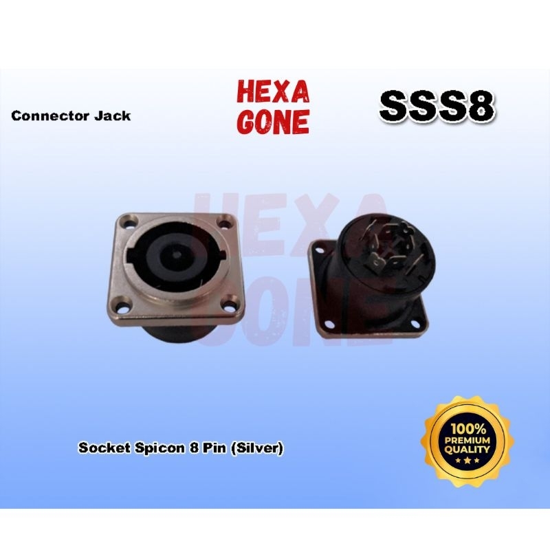 Socket speakon 8 pin female cewe silver