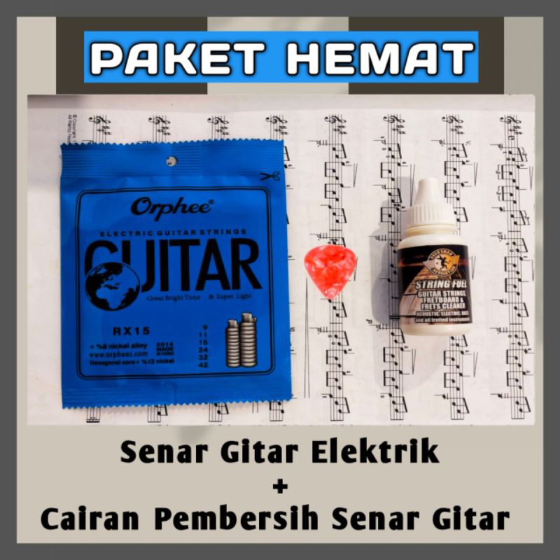 Paket Hemat Senar Gitar Elektrik Listrik Orphee Dan Cairan Pembersih Gitar