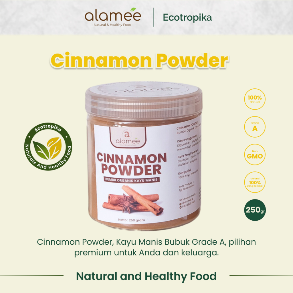 

Kayu Manis Bubuk Cinnamon Powder kayumanis Murni Asli Tanpa Campuran Bumbu Organik Spesial 250 gram