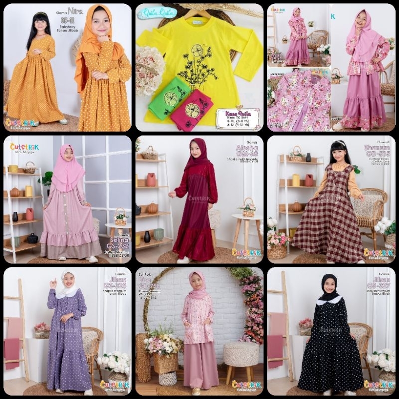 ‼️PROMO‼️ (6-8 Tahun) Gamis Anak Perempuan Cutetrik ♡ Gamis Anak Perempuan Set Jilbab ♡ Setelan Over
