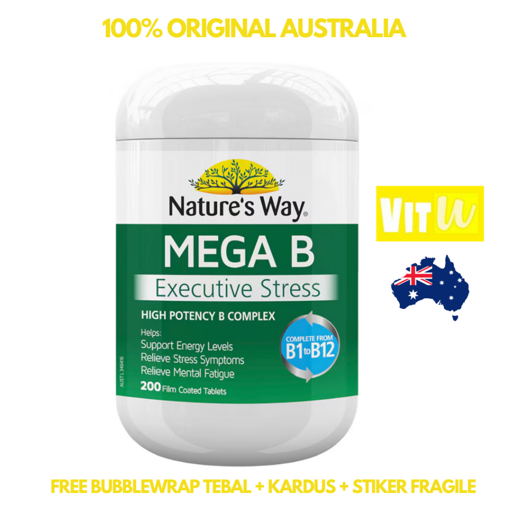 Nature's Way Mega B Executive Stress 200 tablets | Vitamin B Complex Energi Stres | Vit B1 - B12