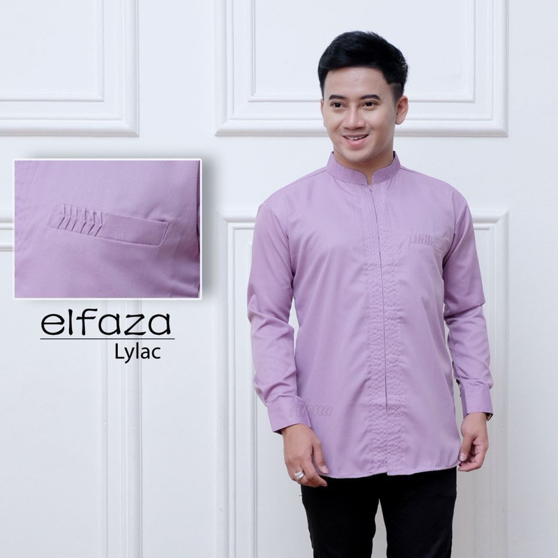 Baju Koko Pria Dewasa Warna Lavender, Koko kurta lengan pendek fashion muslim pria terbaru baju leba