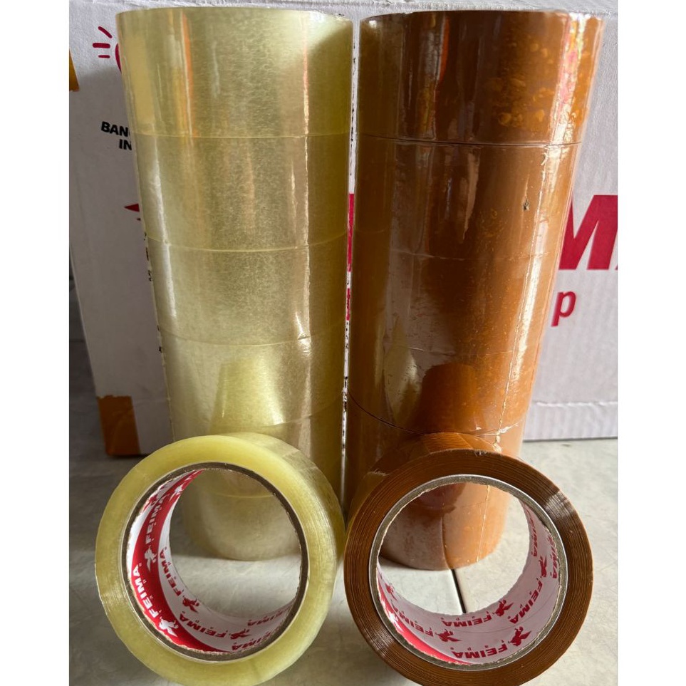 

KODE R97W 6 Pcs Lakban Bening Lakban Cokelat Murah Ekomonis 45mm x 9 Yard