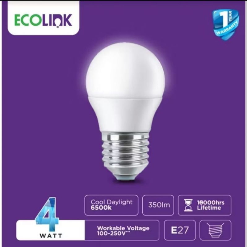 Lampu Led ECOLINK | 4 Watt | Lampu Tidur Cahaya Putih Cdl