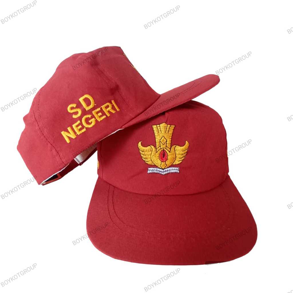 Topi sd negeri topi sekolah sd negri full merah perekat topi sekolah sd full merah sd negeri bijian