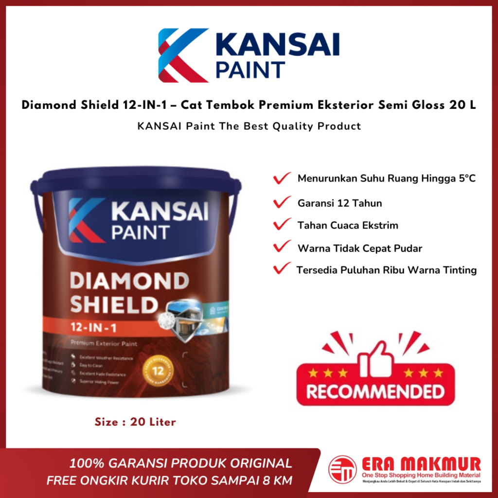KANSAI Paint - Cat Diamond Shield 12-IN-1 ( 20L ) – Cat Tembok Premium Eksterior Semi Gloss 20 L